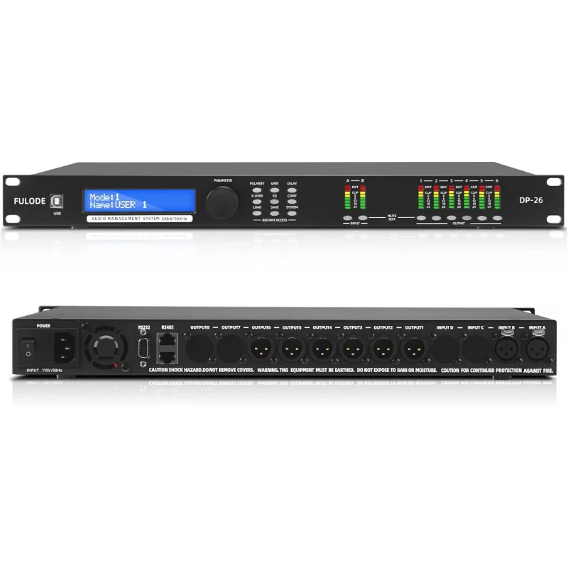 DP-26 2-In/6-Out Professional Digital Audio Processor, DSP Loudspeaker Management for Line Array Systems, All-in-One Matrix
DP-26 2-In/6-Out Professional Digital Audio Processor, DSP Loudspeaker Management for Line Array Systems, All-in-One Matrix