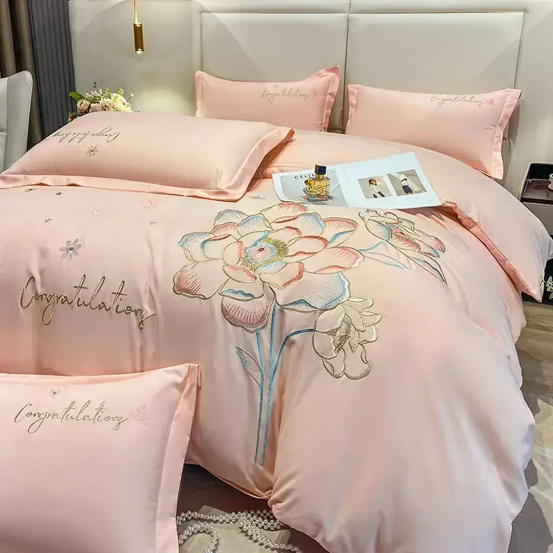 New Class a High Precision Cotton Brushed Embroidery Four-Piece Set Pure Cotton Bed Sheet Duvet Cover
New Class a High Precision Cotton Brushed Embroidery Four-Piece Set Pure Cotton Bed Sheet Duvet Cover