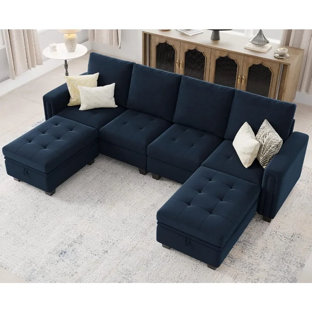 Velvet U shaped sectional sofa with Storage Convertibel,Reversible Chaises Blue, Living Room Sofas.
Velvet U shaped sectional sofa with Storage Convertibel,Reversible Chaises Blue, Living Room Sofas.