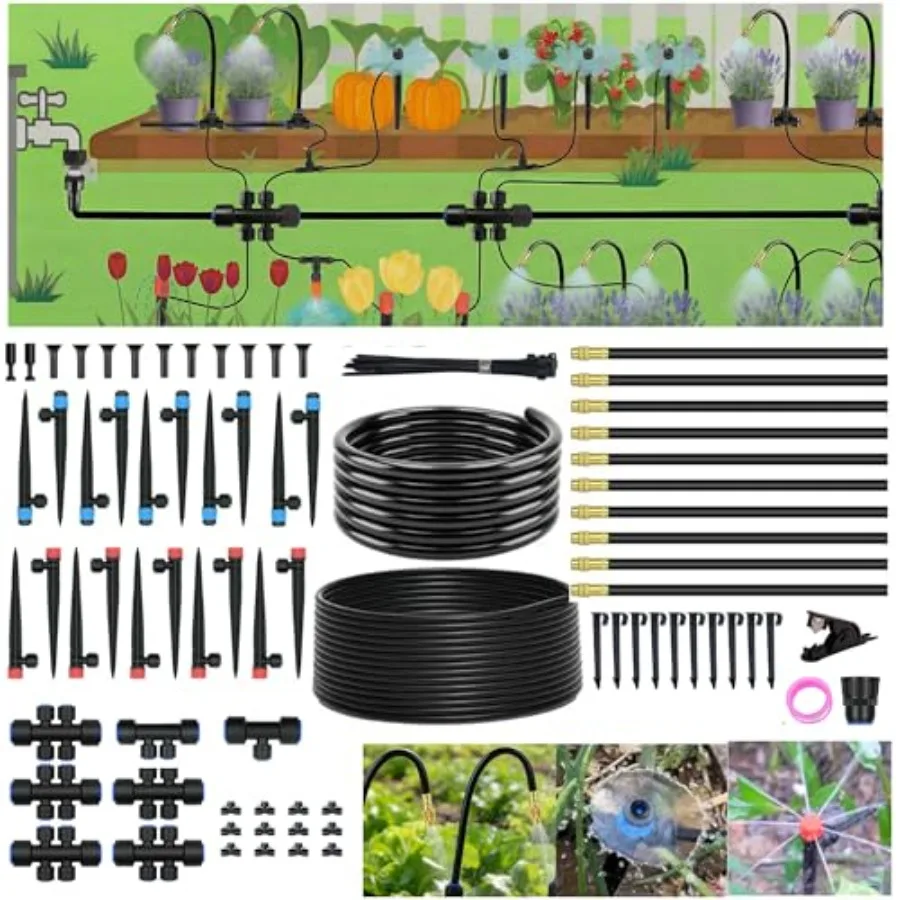 240FT Drip Irrigation System for Garden with 30 Nozzles 1/2 PE Tubing Automatic Watering Kit Adjustable Misting Sprinkler Miste
240FT Drip Irrigation System for Garden with 30 Nozzles 1/2 PE Tubing Automatic Watering Kit Adjustable Misting Sprinkler Miste