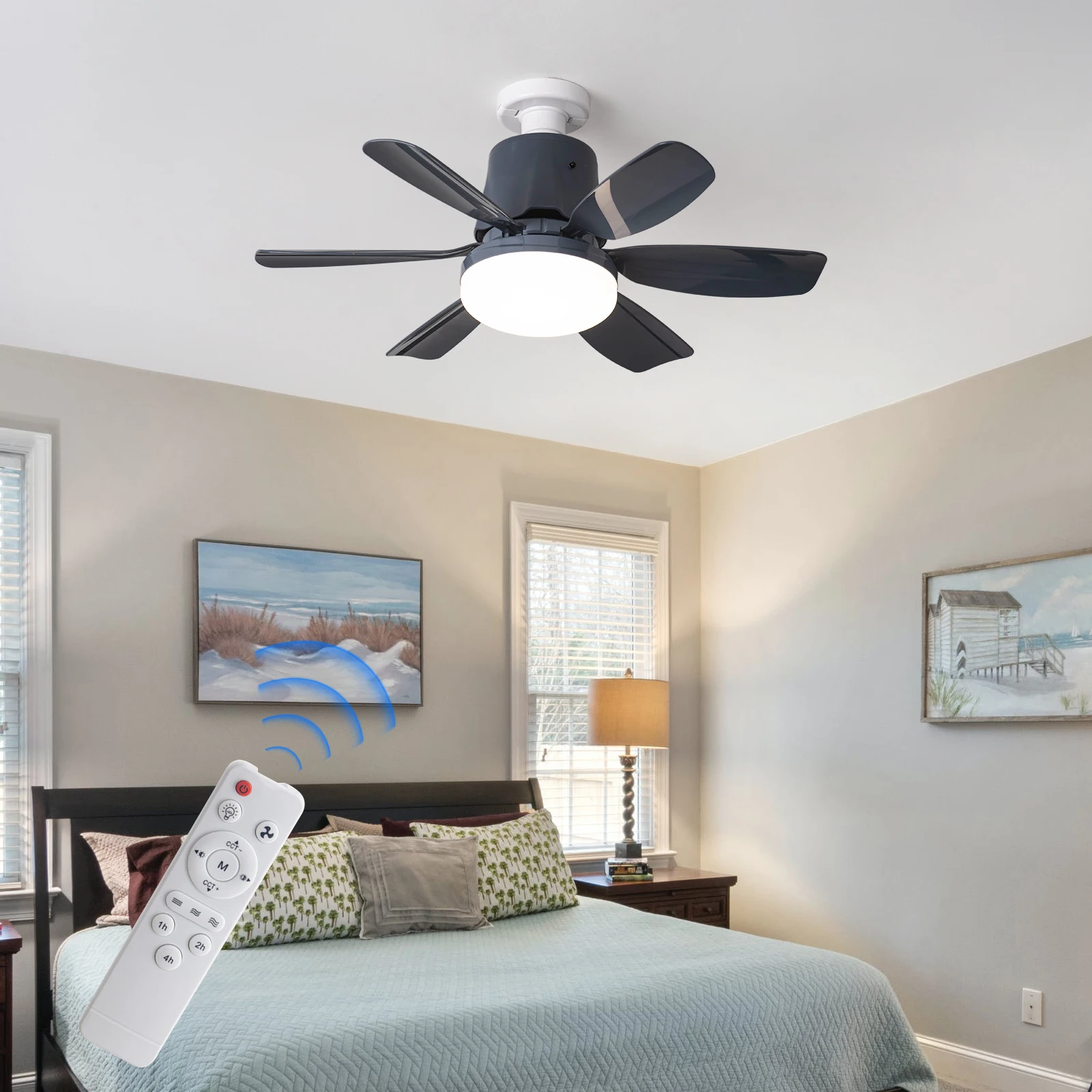 18.5-inch gray fan light, ceiling fan with light, 3-speed wind speed, 6-blade design, adjustable LED lighting
18.5-inch gray fan light, ceiling fan with light, 3-speed wind speed, 6-blade design, adjustable LED lighting