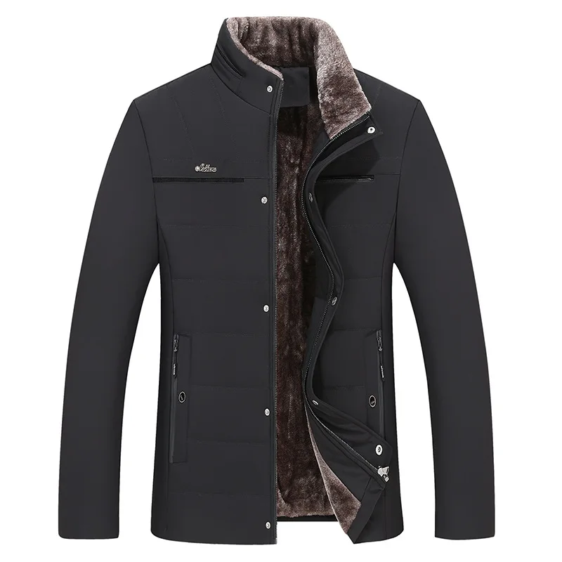 New Autumn and Winter Men's Business Standing Collar Thickened Warm Cotton Jacket
New Autumn and Winter Men's Business Standing Collar Thickened Warm Cotton Jacket