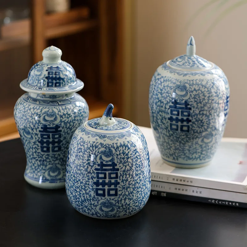 Vintage Double Happiness Symbol,Ceramic Jar, Canister, Pot, Vase, Blue and White Ceramics, Home Decoration
Vintage Double Happiness Symbol,Ceramic Jar, Canister, Pot, Vase, Blue and White Ceramics, Home Decoration