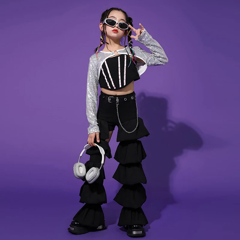 Girls' Jazz Dance Fashionable Street Outfits Kid' Dance Performance Clothing T-stage Model Walk Show Sequin Fashion Wear VBH132
Girls' Jazz Dance Fashionable Street Outfits Kid' Dance Performance Clothing T-stage Model Walk Show Sequin Fashion Wear VBH132