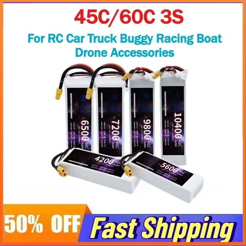 45C/60C 3S 11.1V 1500MAH-10400MAH Lipo Battery XT60 T for RC Car Truck Buggy Racing Boat Drone Accessories
45C/60C 3S 11.1V 1500MAH-10400MAH Lipo Battery XT60 T for RC Car Truck Buggy Racing Boat Drone Accessories