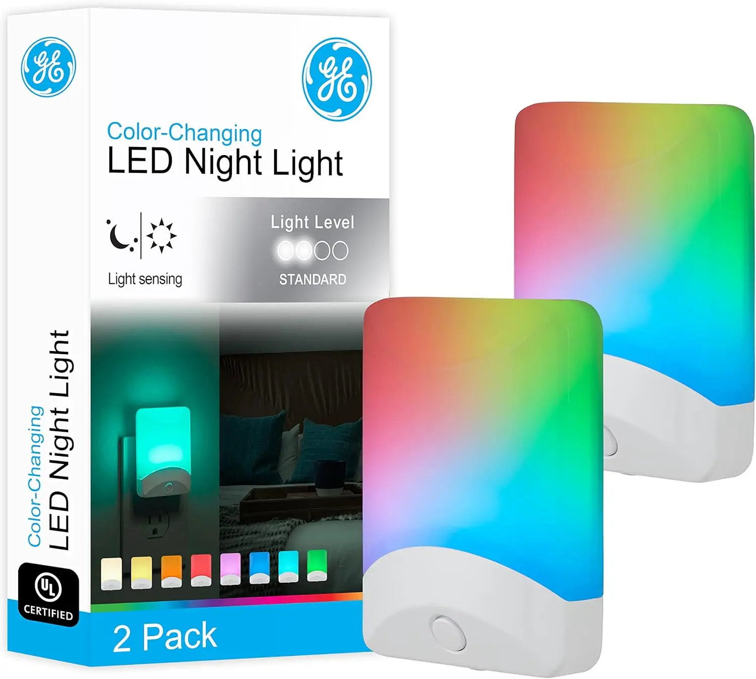 Color Changing LED Night Light, Dusk to Dawn Sensor, Plug in Wall Lights for Bedroom, 2 Pack
Color Changing LED Night Light, Dusk to Dawn Sensor, Plug in Wall Lights for Bedroom, 2 Pack