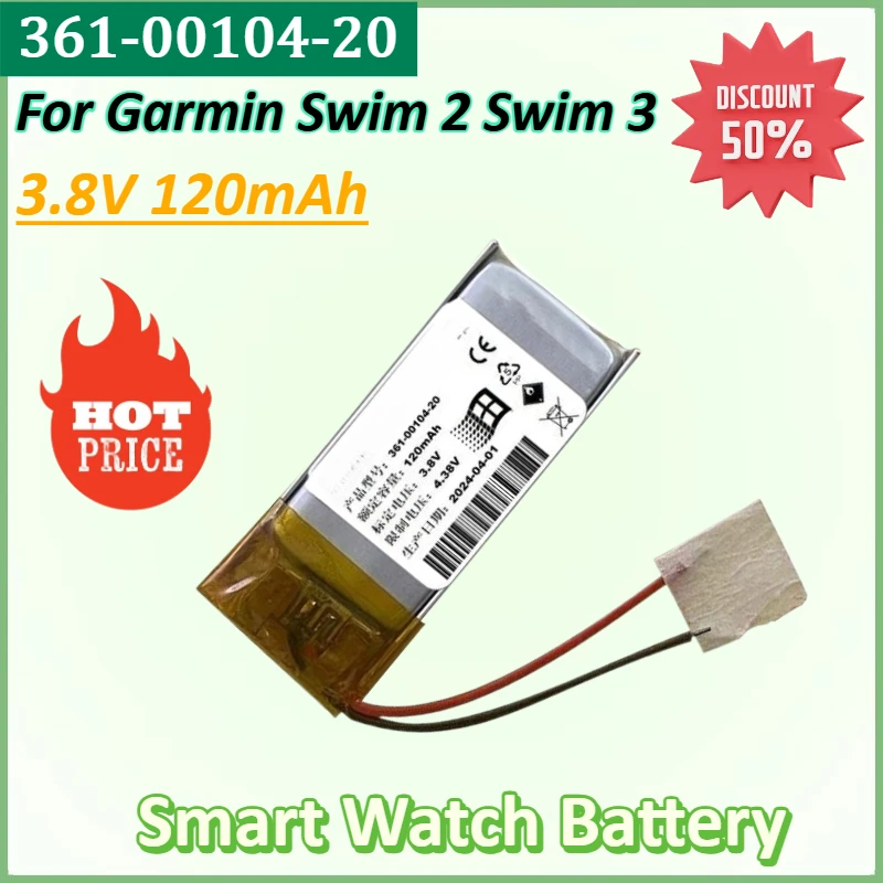 New 361-00104-20 3.8V 120mAh Smart Watch Battery for Garmin Swim 2 Swim 3 High Quality Batteries
New 361-00104-20 3.8V 120mAh Smart Watch Battery for Garmin Swim 2 Swim 3 High Quality Batteries