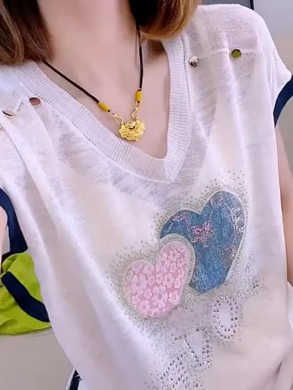 Korean Style Fashionable Ice Silk Wool Knitted Top Women's Short Sleeve Summer New Design Sensation Versatile Stylish Shirt
Korean Style Fashionable Ice Silk Wool Knitted Top Women's Short Sleeve Summer New Design Sensation Versatile Stylish Shirt