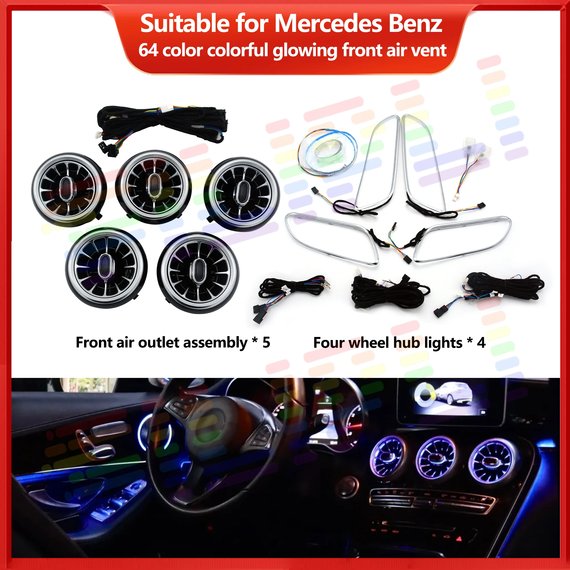 12/64 цветов светодиодные вентиляционные отверстия для Mercedes Benz W117/156/176/246 приложение управление автомобильная насадка турбина воздуховыпускное отверстие и комплект освещения дверной панели
12/64 цветов светодиодные вентиляционные отверстия для Mercedes Benz W117/156/176/246 приложение управление автомобильная насадка турбина воздуховыпускное отверстие и комплект освещения дверной панели