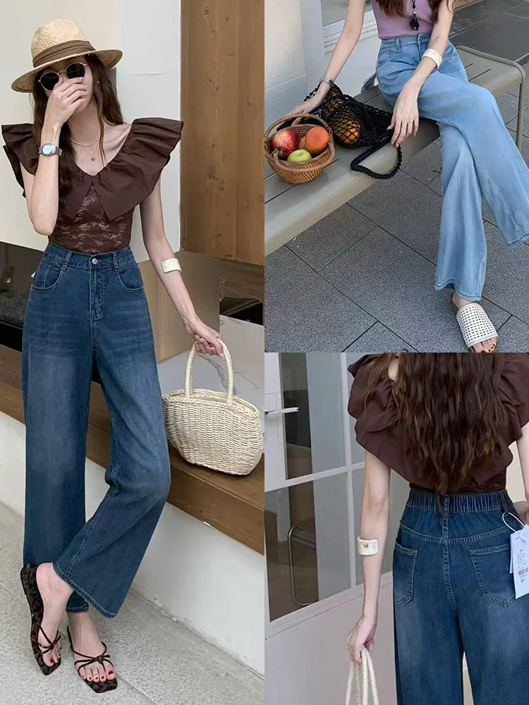 Summer 2025 plus Size Women's Thin Lyocell Denim High Waist Loose Slimming Wide Leg Vintage Straight Leg Trousers
Summer 2025 plus Size Women's Thin Lyocell Denim High Waist Loose Slimming Wide Leg Vintage Straight Leg Trousers