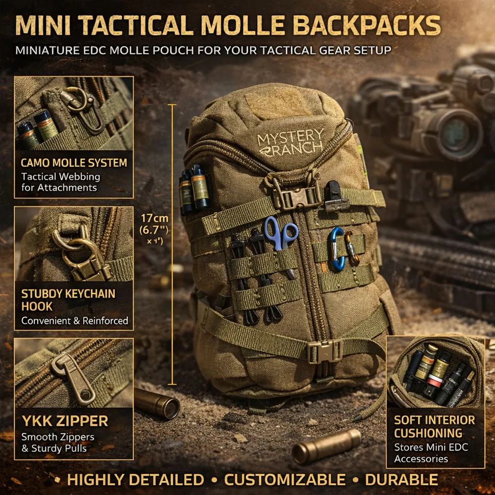Mini Tactical Backpack Toy with MOLLE System,EDC Miniature Bag Model Zipper Storage Pouch,Collectible Military Gear
Mini Tactical Backpack Toy with MOLLE System,EDC Miniature Bag Model Zipper Storage Pouch,Collectible Military Gear