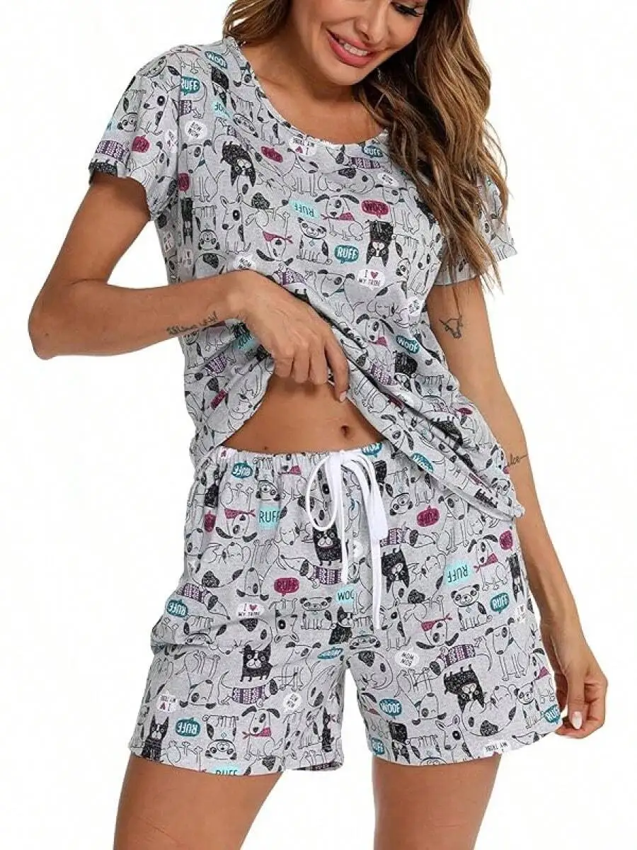 Women Cotton Pajama Shorts Set Summer Cute Sleepwear With Pockets
Women Cotton Pajama Shorts Set Summer Cute Sleepwear With Pockets