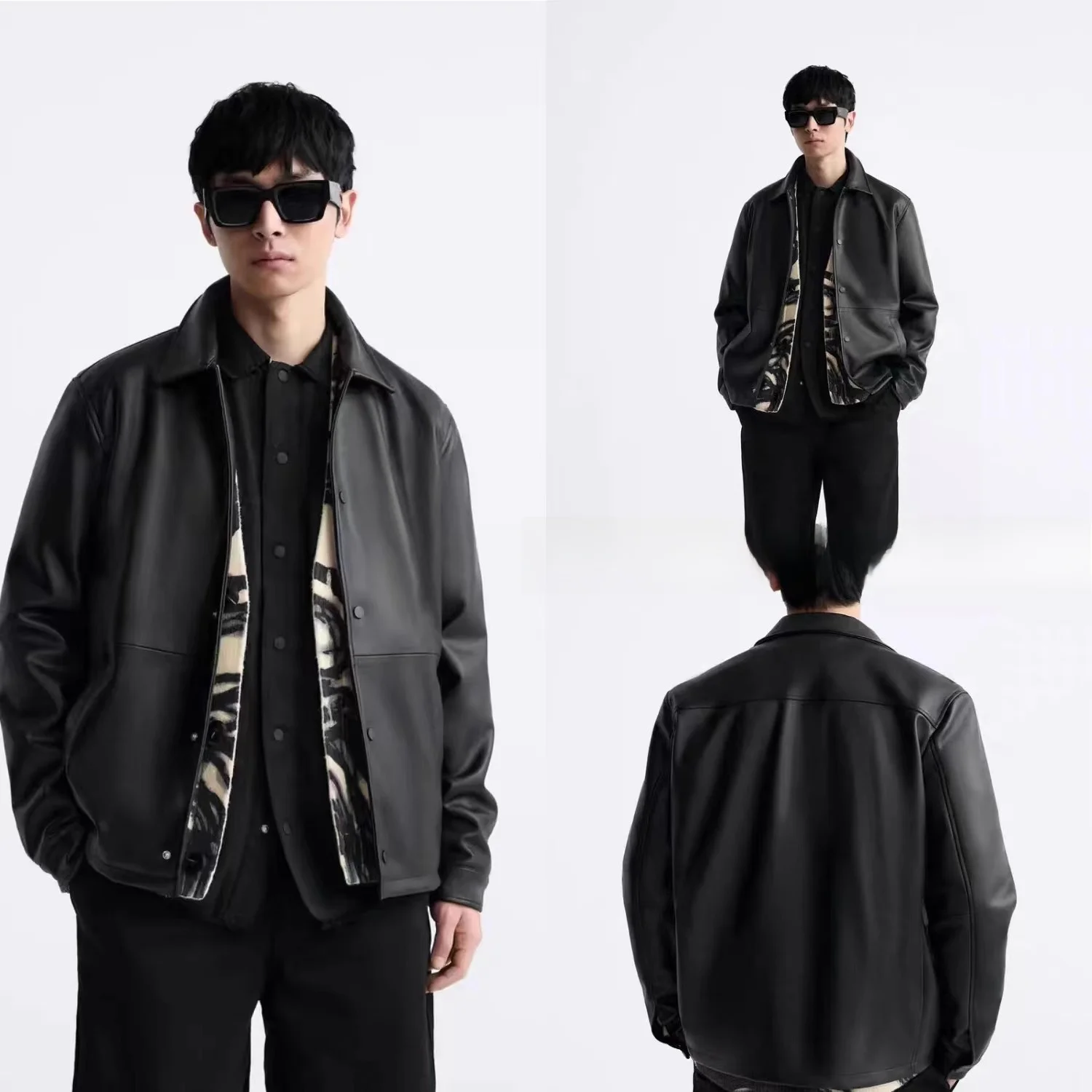 New 2024 Men's Bla Retro Leather Effect Casual Jaet Coat Leather Clothes Stand Fit Long Sve Turn-down Collar
New 2024 Men's Bla Retro Leather Effect Casual Jaet Coat Leather Clothes Stand Fit Long Sve Turn-down Collar