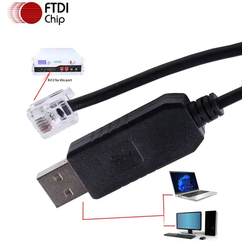 FTDI FT232RL USB to RJ11 6P6C RS232 Serial Communication Cable for Taico Lithium Iron Battery PC Monitoring Programming Adapter