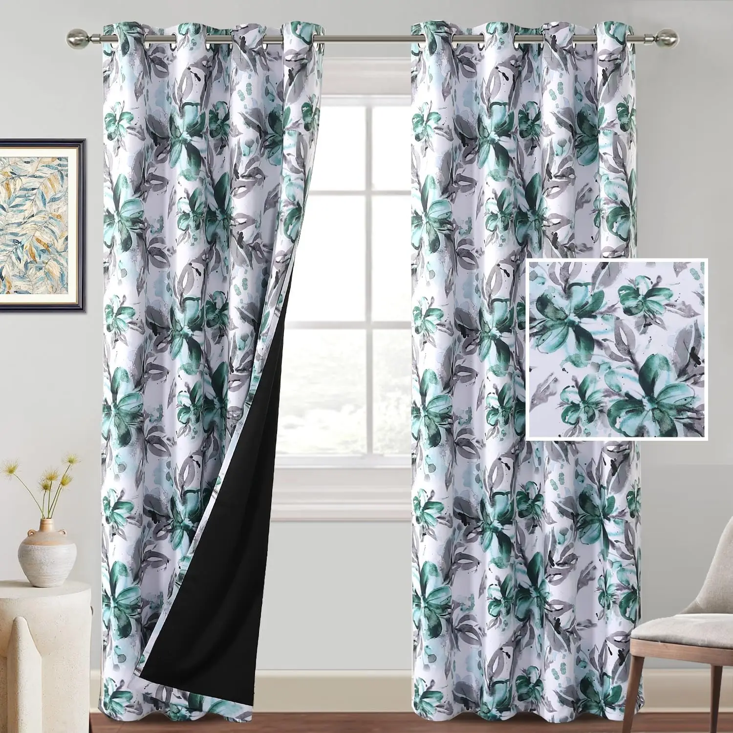 Floral Blackout Curtains for Bedroom Printed Curtains Green Grey Curtains for Living Room Watercolor Flower Drapes
Floral Blackout Curtains for Bedroom Printed Curtains Green Grey Curtains for Living Room Watercolor Flower Drapes