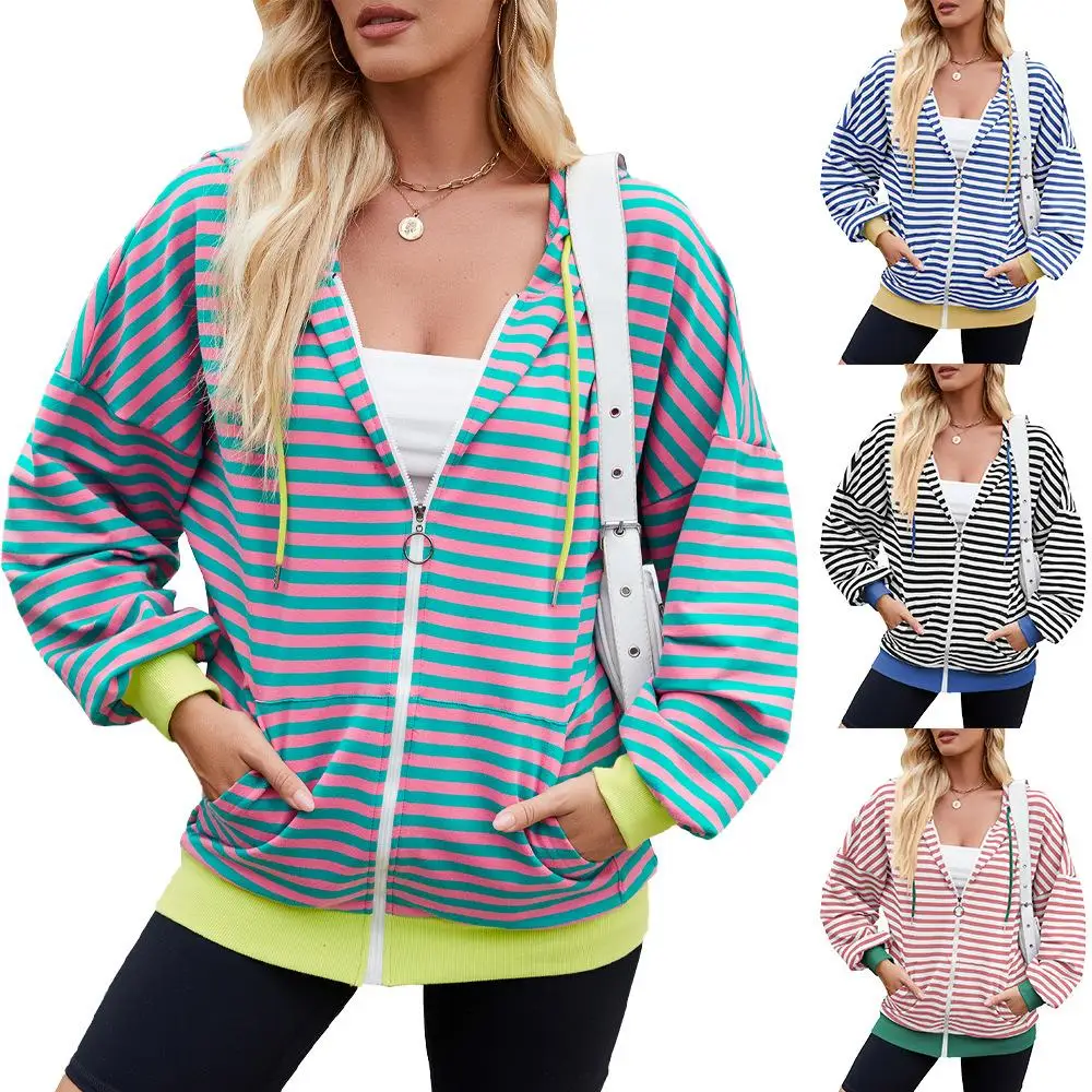 Women's Striped Hooded Pocket Long Sweater Comfortable Casual Style with Shoulder Drop Regular Thickness Winter Season
Women's Striped Hooded Pocket Long Sweater Comfortable Casual Style with Shoulder Drop Regular Thickness Winter Season