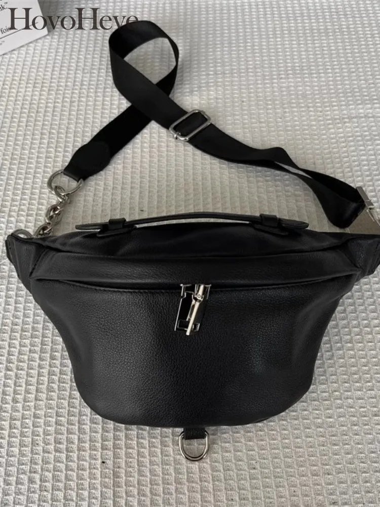 Women Genuine Leather Chest Bag High Street Casual Single Shoulder Bag Zipper Female Black Soft Cowskin Hobos Crossbody Bags
Women Genuine Leather Chest Bag High Street Casual Single Shoulder Bag Zipper Female Black Soft Cowskin Hobos Crossbody Bags