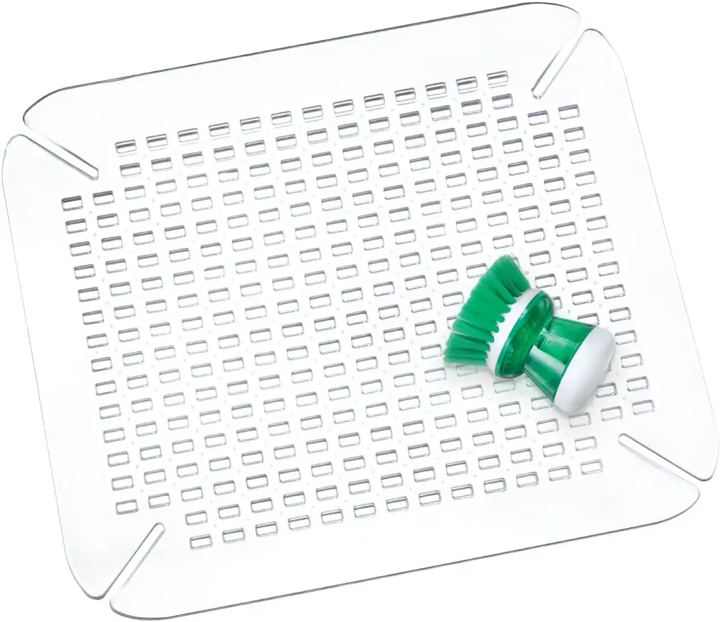 Clear Large Kitchen Sink Mat Protector Grid - Durable Drain Design for Dish Protection