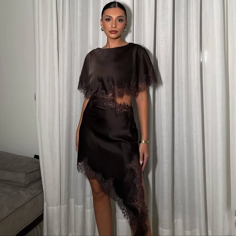 Tornova Lace Splice Hollow Sexy Dress For Women Irregular Fashion Bodycon Mini Dress Short Sleeve 2025 New Evening Party Dress
Tornova Lace Splice Hollow Sexy Dress For Women Irregular Fashion Bodycon Mini Dress Short Sleeve 2025 New Evening Party Dress