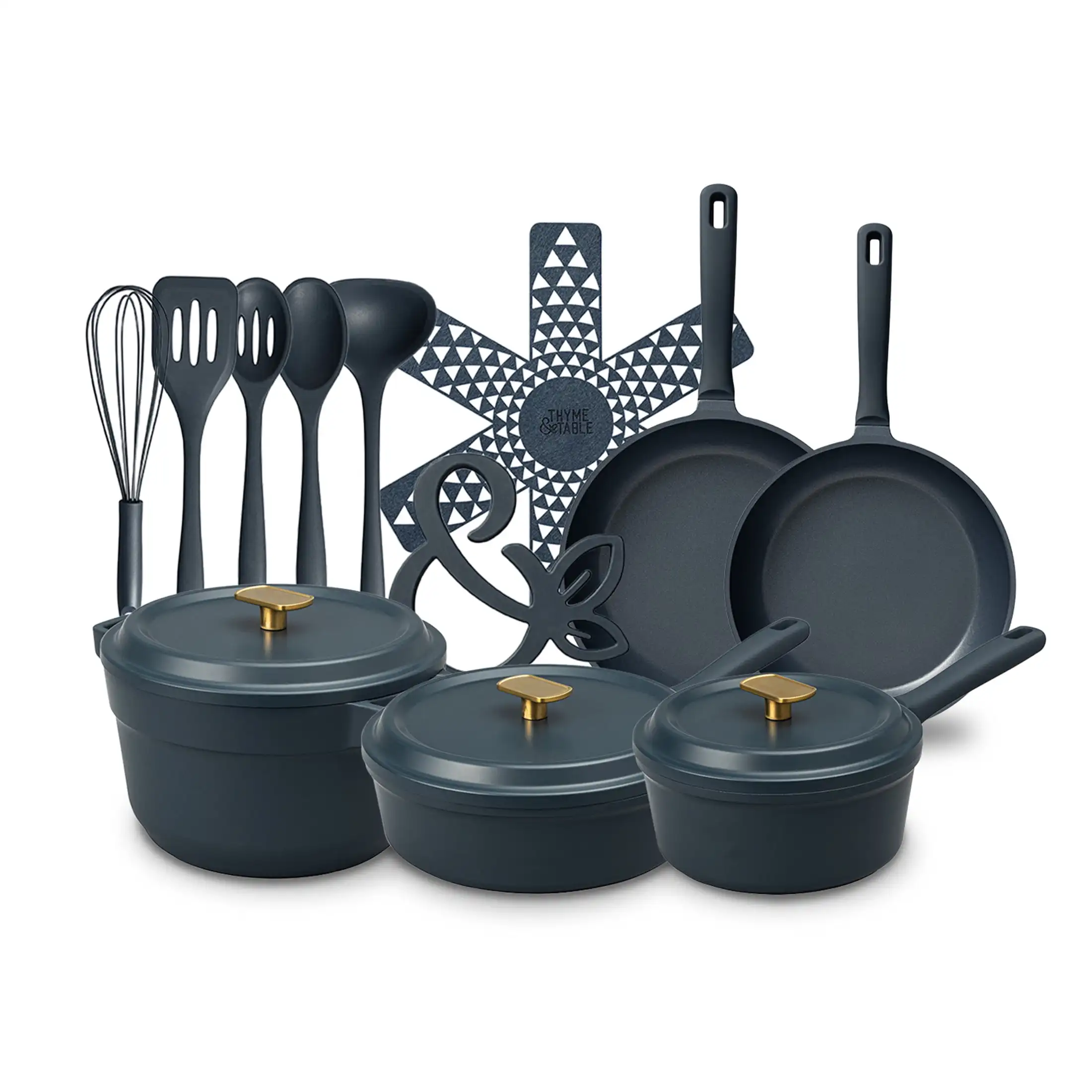 Diecast 18-Piece Cookware & Silicone Utensil Set Non-Stick - Atlantic Blue
Diecast 18-Piece Cookware & Silicone Utensil Set Non-Stick - Atlantic Blue