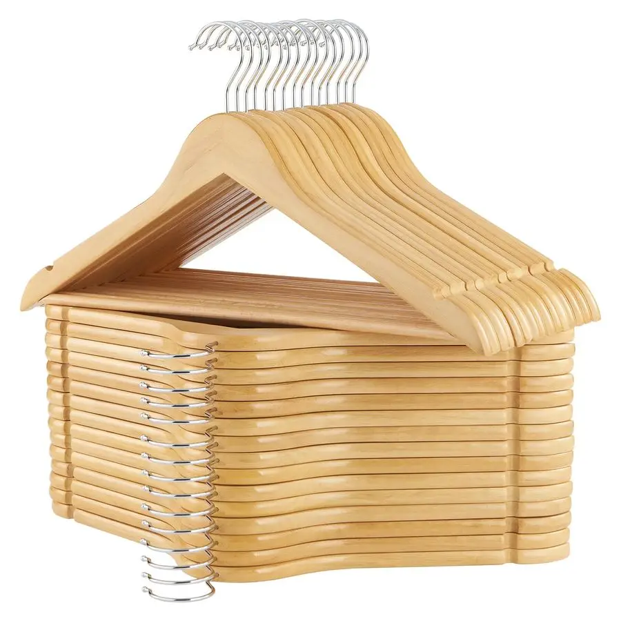 Wooden Hangers, 30 Pack Slim Wood Coat Hangers with Extra Smooth Finish, Precisely Cut Notches and Chrome Swivel Hook, Wooden Cl
Wooden Hangers, 30 Pack Slim Wood Coat Hangers with Extra Smooth Finish, Precisely Cut Notches and Chrome Swivel Hook, Wooden Cl