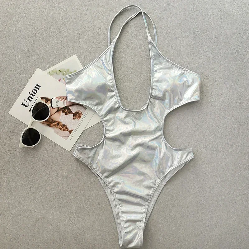 Silver Shiny Bikini Cross Bandage One Piece Swimwear Women 2024 New Hollow Out Suspender Backless Beach Monokini Bathing Suit
Silver Shiny Bikini Cross Bandage One Piece Swimwear Women 2024 New Hollow Out Suspender Backless Beach Monokini Bathing Suit