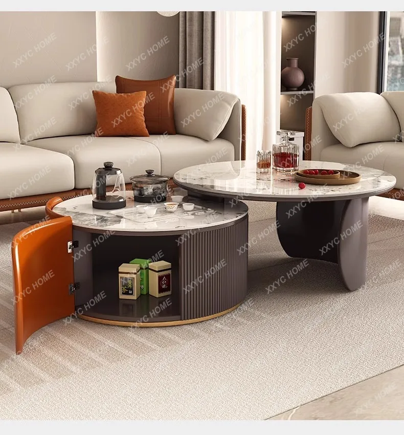 Sintered stone slab living room home minimalist, modern, light luxury, extendable round tea table combination
Sintered stone slab living room home minimalist, modern, light luxury, extendable round tea table combination