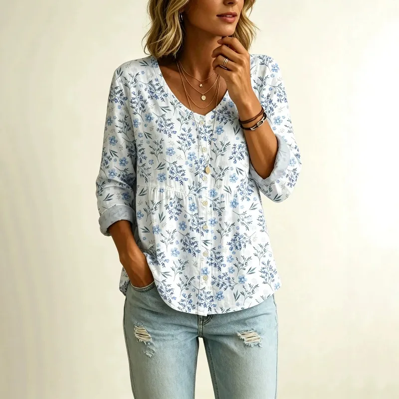 New fresh floral print V-neck cardigan for women's clothing, loose and slimming, with rolled up sleeves and long sleeves lining
New fresh floral print V-neck cardigan for women's clothing, loose and slimming, with rolled up sleeves and long sleeves lining