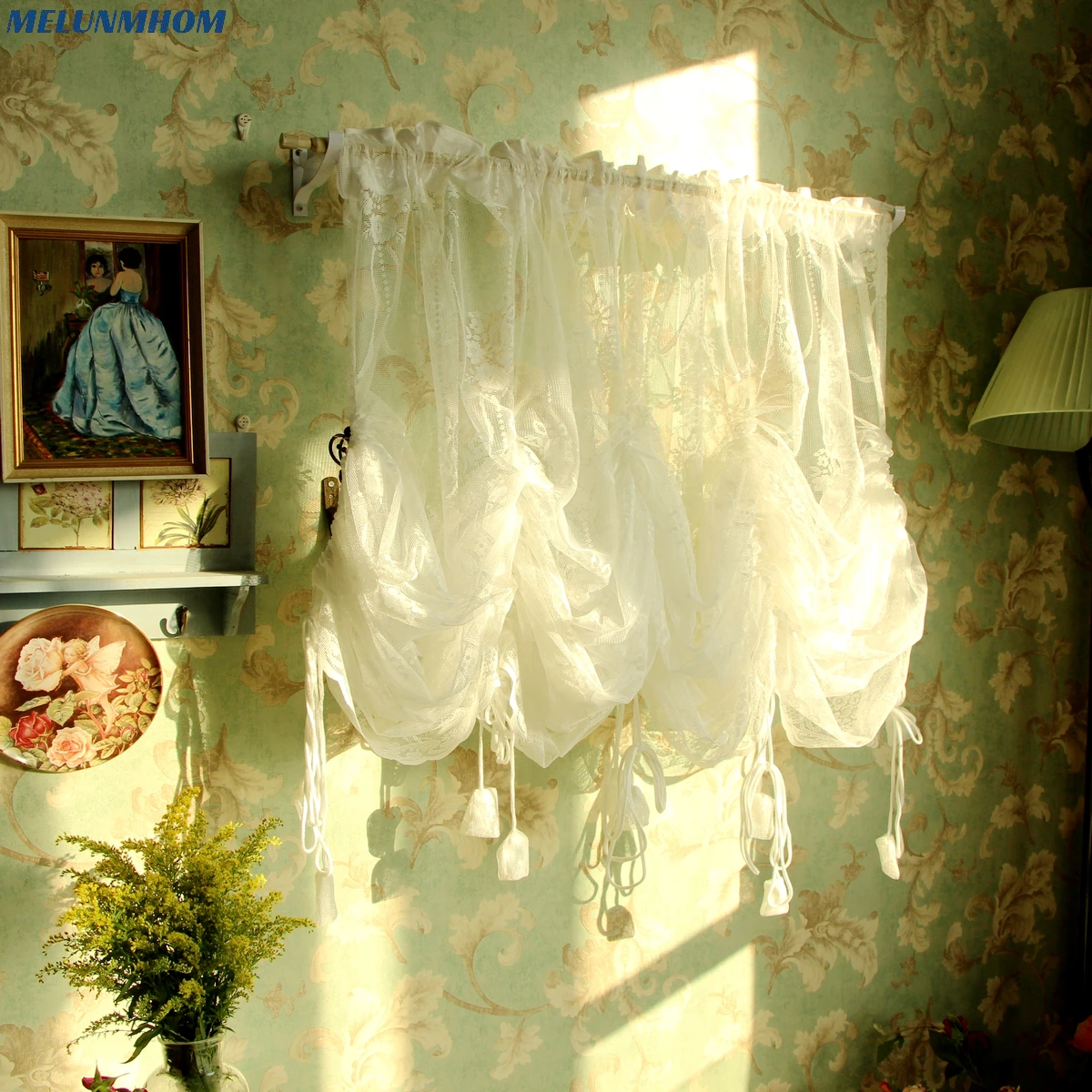 American Pastoral Lace Sheer Curtains Window Decoration Tulle for Living Room Rope Door Curtain Romantic Gardinen home
American Pastoral Lace Sheer Curtains Window Decoration Tulle for Living Room Rope Door Curtain Romantic Gardinen home