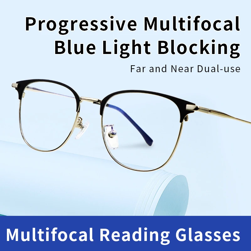Progressive Multifocal Reading Glasses Blue Light Blocking Metal Frame , Anti-Reflective Resin Lens for Men,0 Power on Top Lens
Progressive Multifocal Reading Glasses Blue Light Blocking Metal Frame , Anti-Reflective Resin Lens for Men,0 Power on Top Lens