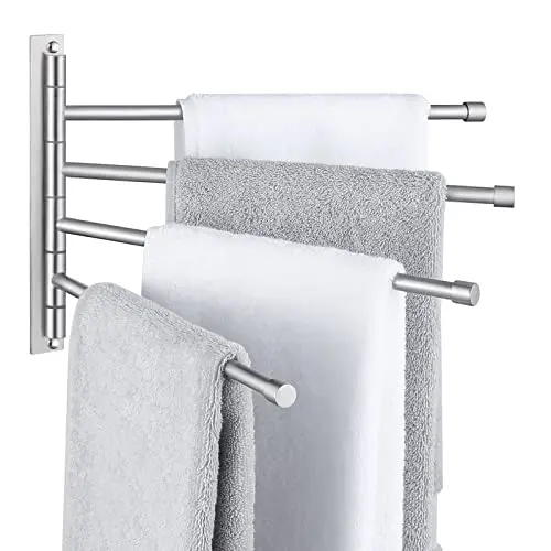 Four-Arm Wall-Mounted Swivel Towel Rack, 13.8 Inch Swing-Out Design, Brushed SUS304 Stainless Steel
Four-Arm Wall-Mounted Swivel Towel Rack, 13.8 Inch Swing-Out Design, Brushed SUS304 Stainless Steel