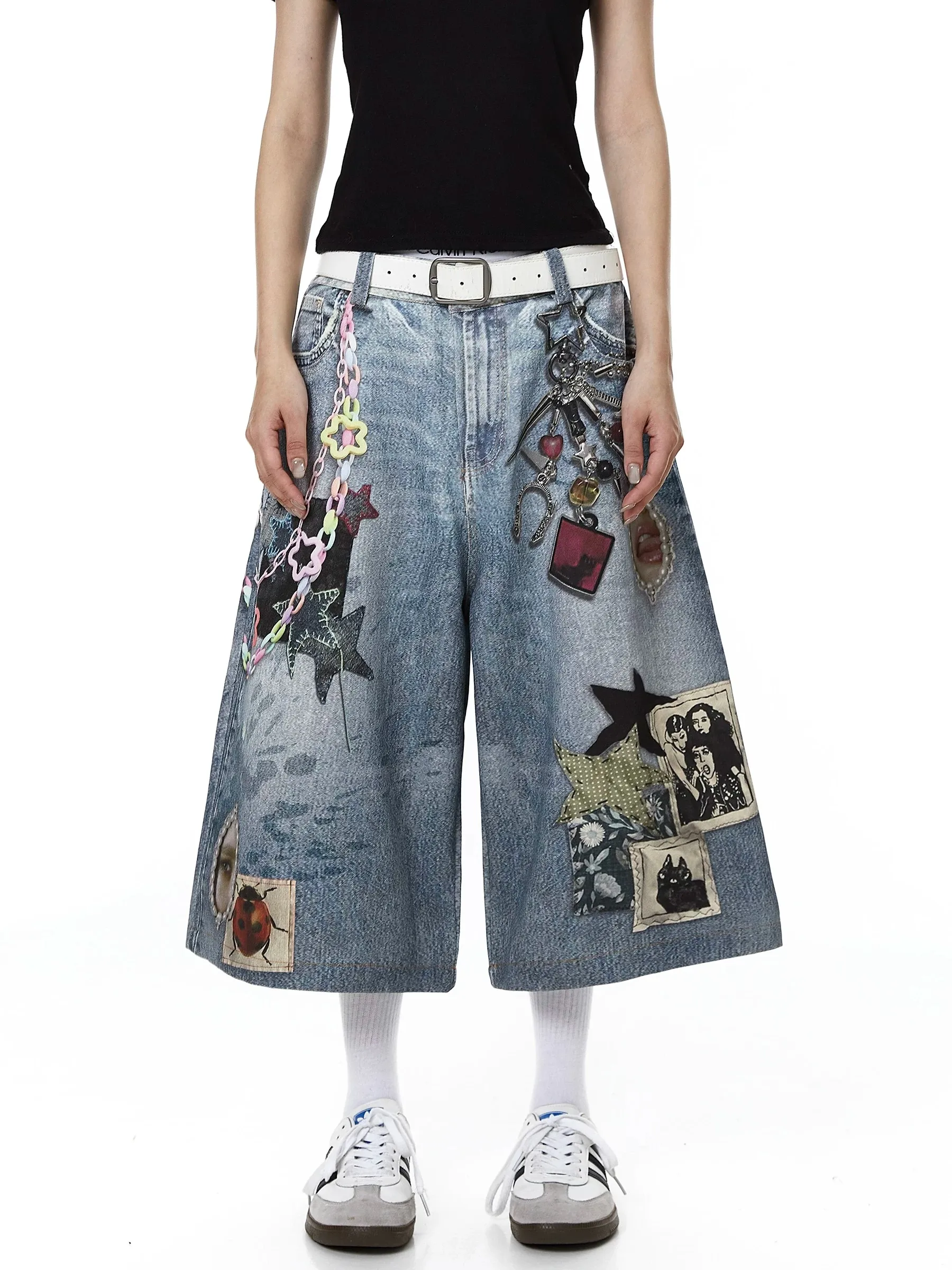 American 3D Graffiti Design Denim Wide Leg Shorts Men's Vintage Style Mid-Rise Casual Cotton Jeans Summer New Arrival
American 3D Graffiti Design Denim Wide Leg Shorts Men's Vintage Style Mid-Rise Casual Cotton Jeans Summer New Arrival