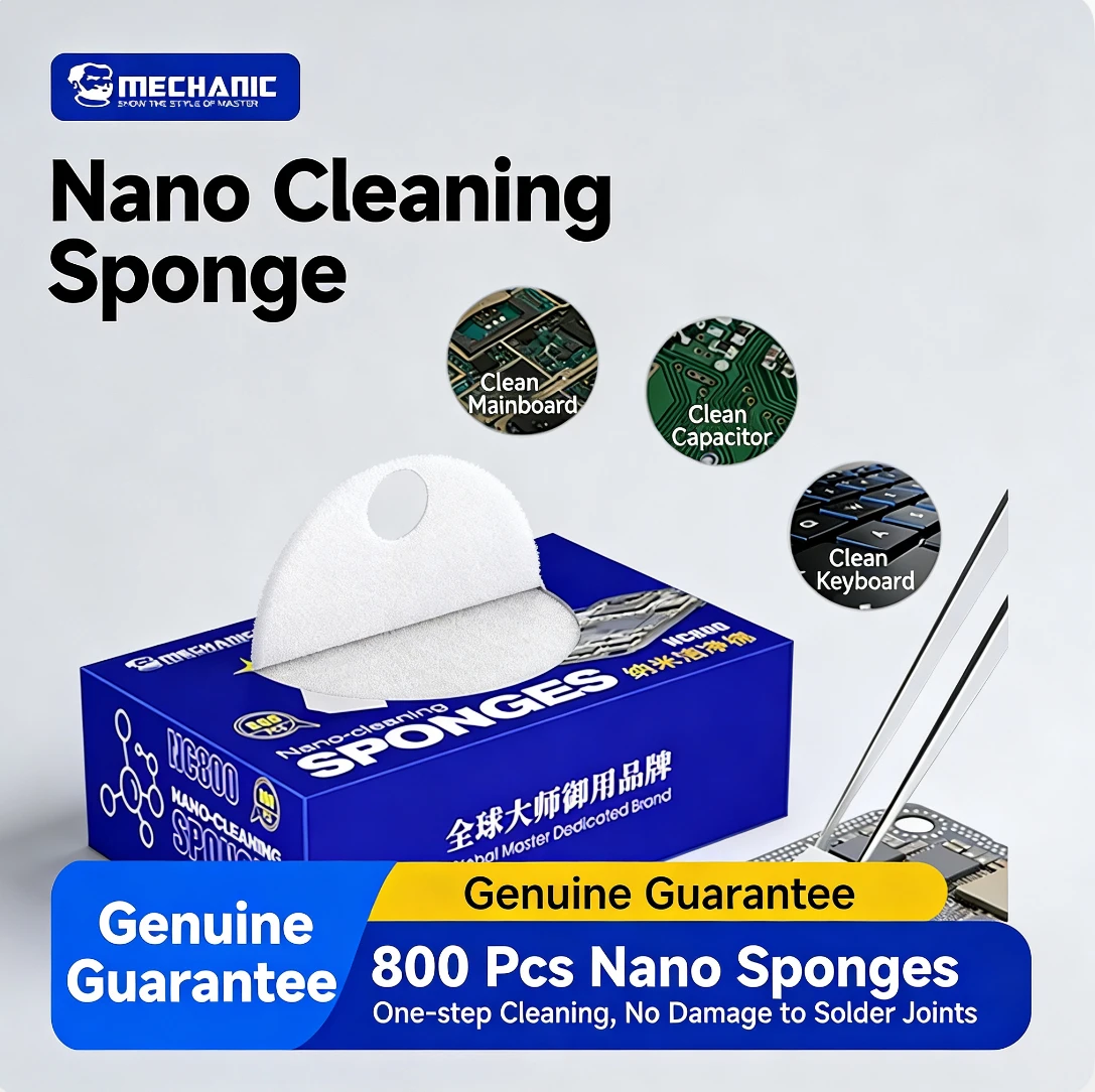 MECHANIC NC800 800 шт. Нано-губки для очистки ЖК-экранов без остатка, инструмент для удаления пыли с материнских плат, задних стекол и камер мобильных телефонов
MECHANIC NC800 800 шт. Нано-губки для очистки ЖК-экранов без остатка, инструмент для удаления пыли с материнских плат, задних стекол и камер мобильных телефонов