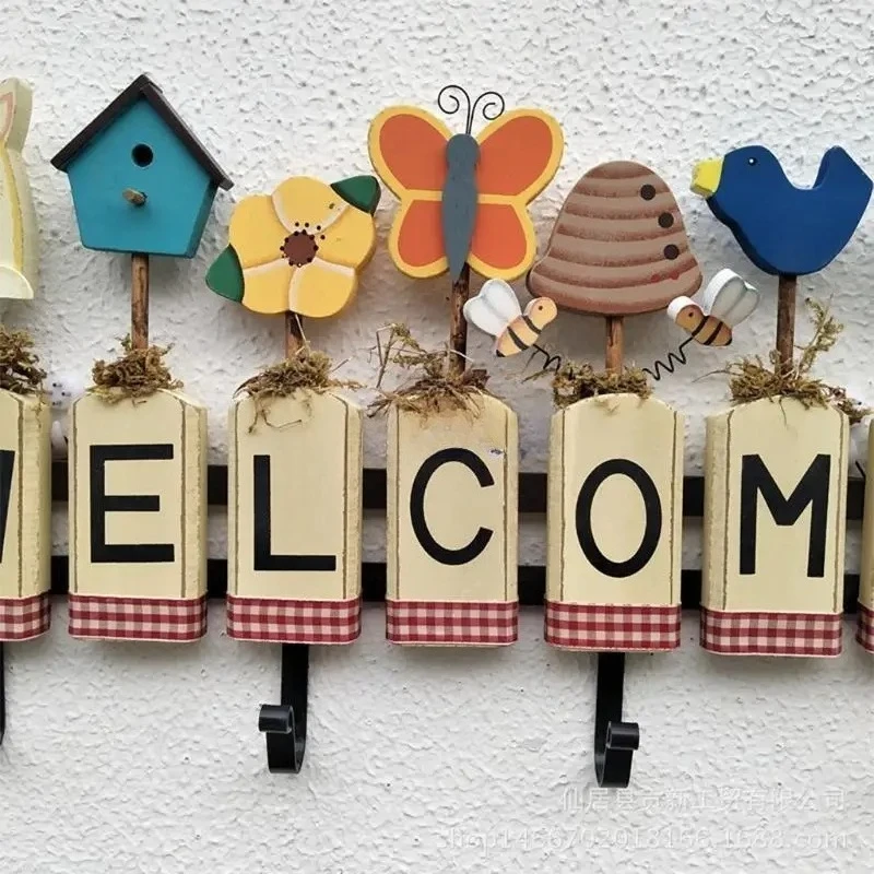 European style wooden hanging with pastoral style welcome creative doorplate wall hooks
European style wooden hanging with pastoral style welcome creative doorplate wall hooks