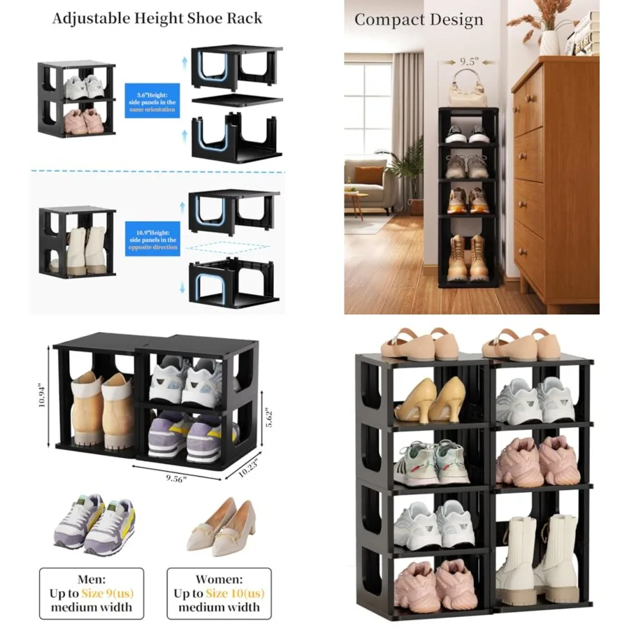 Adjustable 10 Tier Shoe Organizer - Narrow Plastic Vertical Shoe Rack for Closet, Entryway, Boots - Stackable Shoe Cabinet
Adjustable 10 Tier Shoe Organizer - Narrow Plastic Vertical Shoe Rack for Closet, Entryway, Boots - Stackable Shoe Cabinet