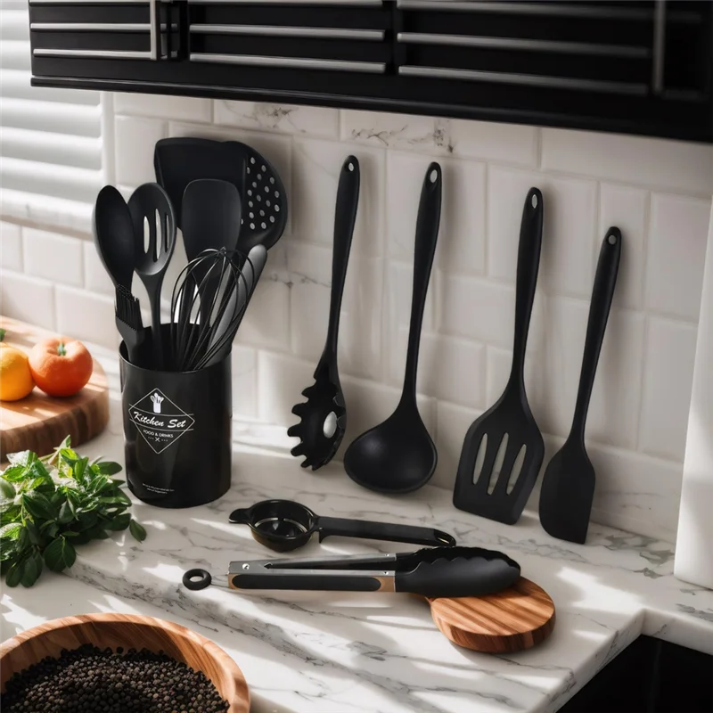 AB66-Heat Resistant Silicone Kitchen Utensils Set 428° F 15 Pieces Nontoxics Food Grade For Cooking Tools
AB66-Heat Resistant Silicone Kitchen Utensils Set 428° F 15 Pieces Nontoxics Food Grade For Cooking Tools