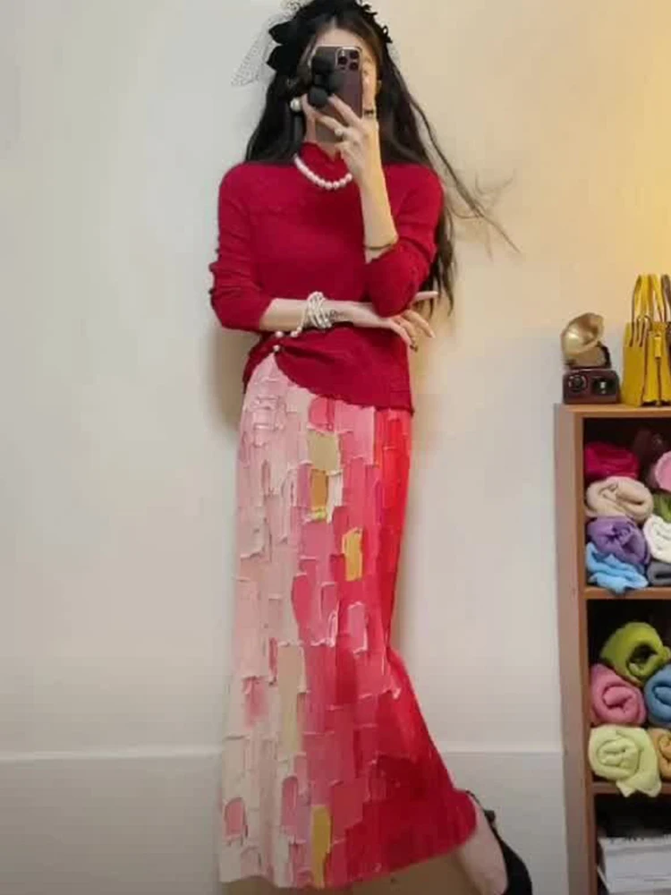 New Chinese Style Long Sleeve Women's Top And Skirt Set Waist Inward Half Skirt Two Piece Set Three Fold Pleats Commute Simple
New Chinese Style Long Sleeve Women's Top And Skirt Set Waist Inward Half Skirt Two Piece Set Three Fold Pleats Commute Simple