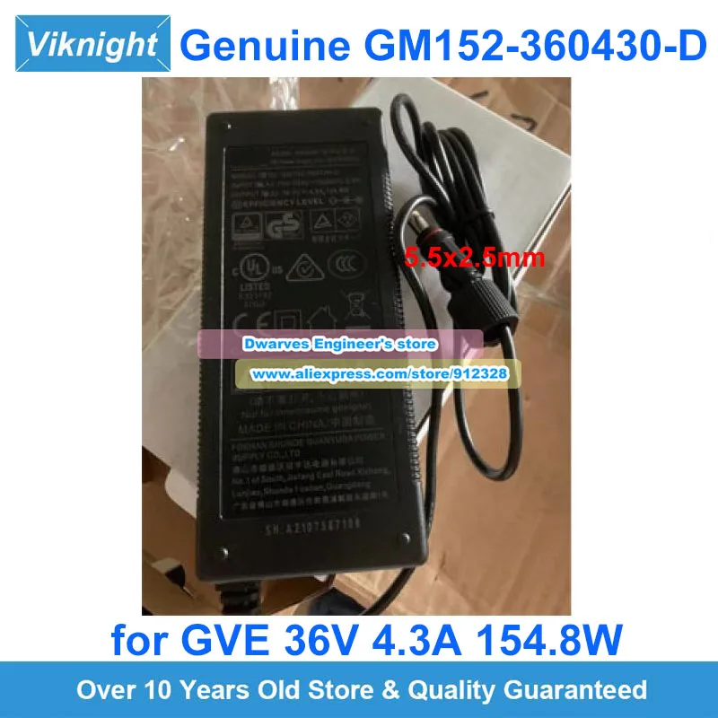 Оригинальный GVE GM152- 360430 -D адаптер переменного тока 36 В, 4,3 А, 154,8 Вт, блок питания 5,5x2,5 мм
Оригинальный GVE GM152- 360430 -D адаптер переменного тока 36 В, 4,3 А, 154,8 Вт, блок питания 5,5x2,5 мм