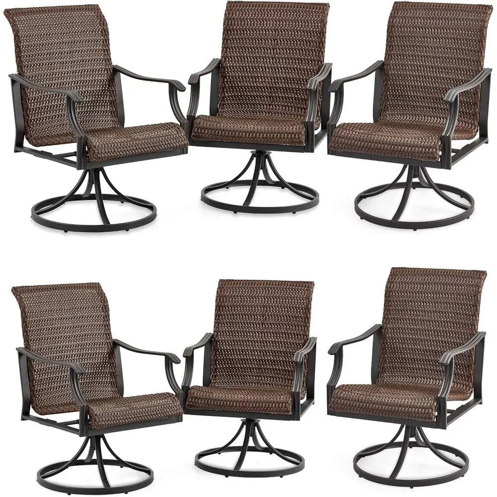 6-Piece Heavy Duty Outdoor Swivel Wicker Chair Set with High Back and Large Seat for Patio, Garden, and Backyard
6-Piece Heavy Duty Outdoor Swivel Wicker Chair Set with High Back and Large Seat for Patio, Garden, and Backyard