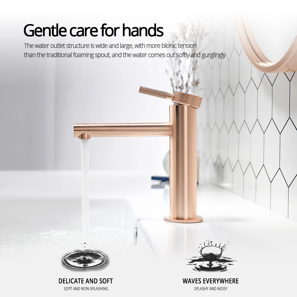 Brushed Rose Gold Basin Faucet Ceramic Cartridge Brass Sink Tap Deck Mounted Hot And Cold Logo Single Handle Mixer
Brushed Rose Gold Basin Faucet Ceramic Cartridge Brass Sink Tap Deck Mounted Hot And Cold Logo Single Handle Mixer