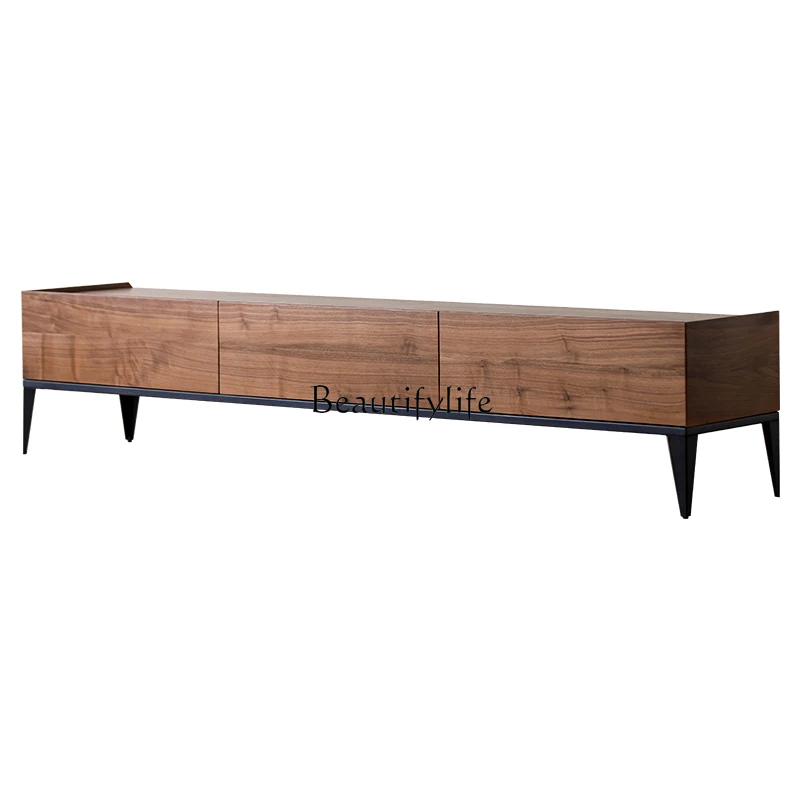 North American black walnut TV cabinet with lighting, all solid wood floor-to-ceiling audio-visual cabinet
North American black walnut TV cabinet with lighting, all solid wood floor-to-ceiling audio-visual cabinet