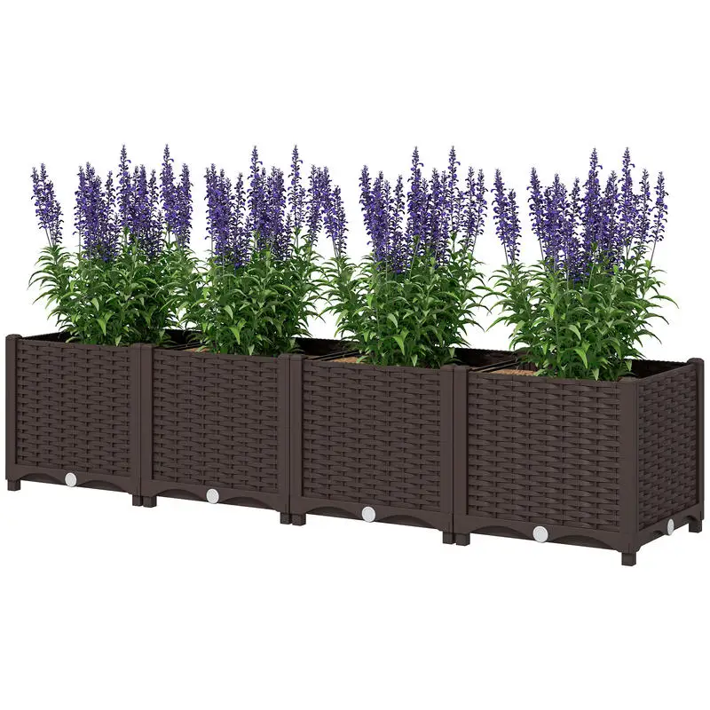 Outsunny Plastic Raised Garden Bed, 5 x 1 x 1 ft Outdoor Flower Box with Drainage Holes for Vegetables, Herbs, Brown
Outsunny Plastic Raised Garden Bed, 5 x 1 x 1 ft Outdoor Flower Box with Drainage Holes for Vegetables, Herbs, Brown