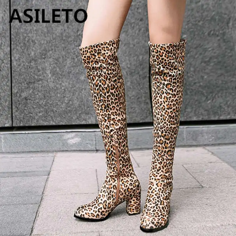 ASILETO Faux Suede Women Sexy long boot Over the knee thigh high leopard Boots Pointed toe Chunky heels Zipper size 43 winter
ASILETO Faux Suede Women Sexy long boot Over the knee thigh high leopard Boots Pointed toe Chunky heels Zipper size 43 winter