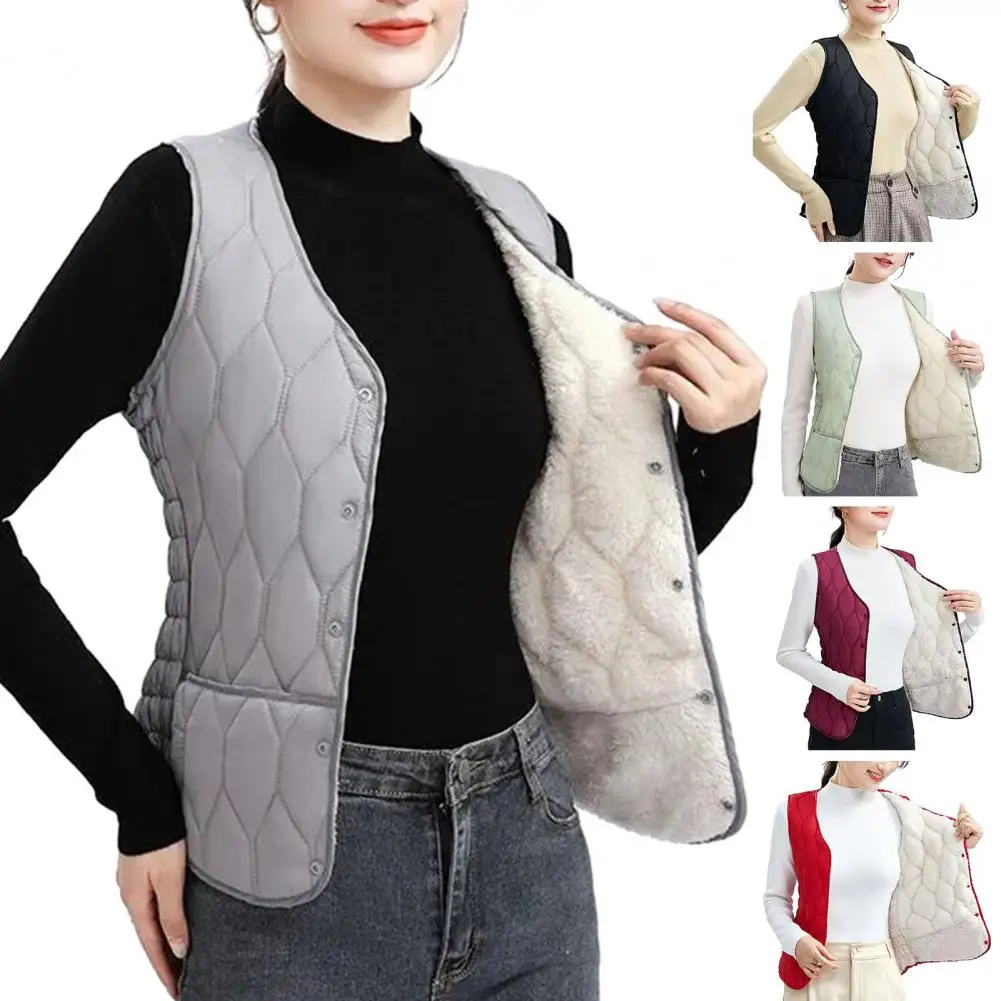 Warm Women Autumn Winter Vest Coat Sleeveless Padded Single-breasted Cardigan Plush Windproof Casual Pockets Casual Waistcoat
Warm Women Autumn Winter Vest Coat Sleeveless Padded Single-breasted Cardigan Plush Windproof Casual Pockets Casual Waistcoat