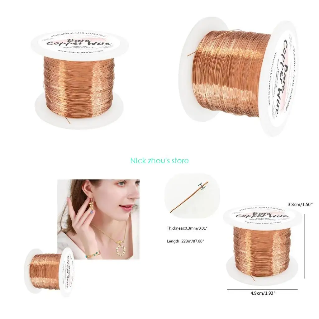 E15E 0.3mm Copper Wire Roll Colorfast Beading Wire Jewelry Cord for Crafts and Artist
E15E 0.3mm Copper Wire Roll Colorfast Beading Wire Jewelry Cord for Crafts and Artist