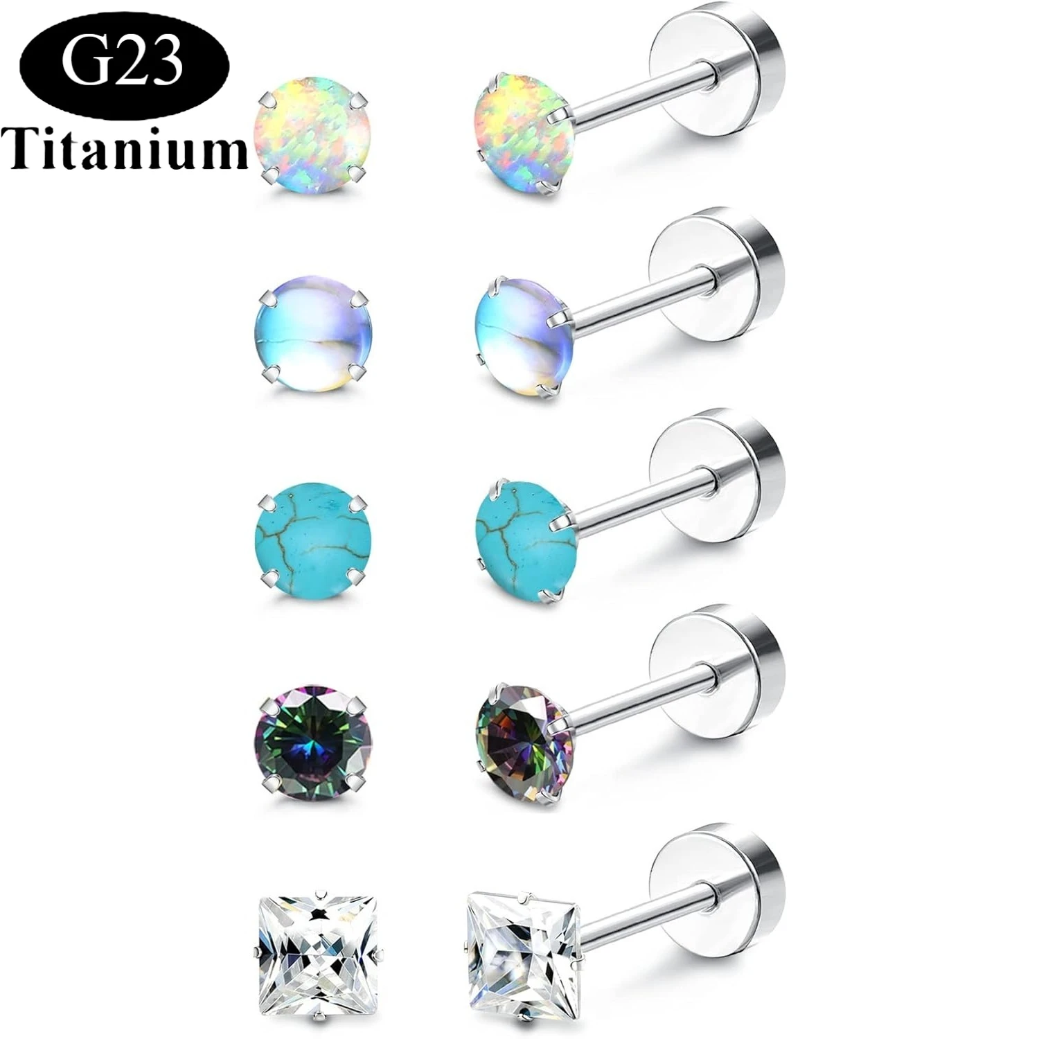 Drperfect G23 Titanium Flat Back Earrings Surgical Steel Stud Earrings for Women Men Opal Pearl CZ Cartilage Piercing Jewelry
Drperfect G23 Titanium Flat Back Earrings Surgical Steel Stud Earrings for Women Men Opal Pearl CZ Cartilage Piercing Jewelry