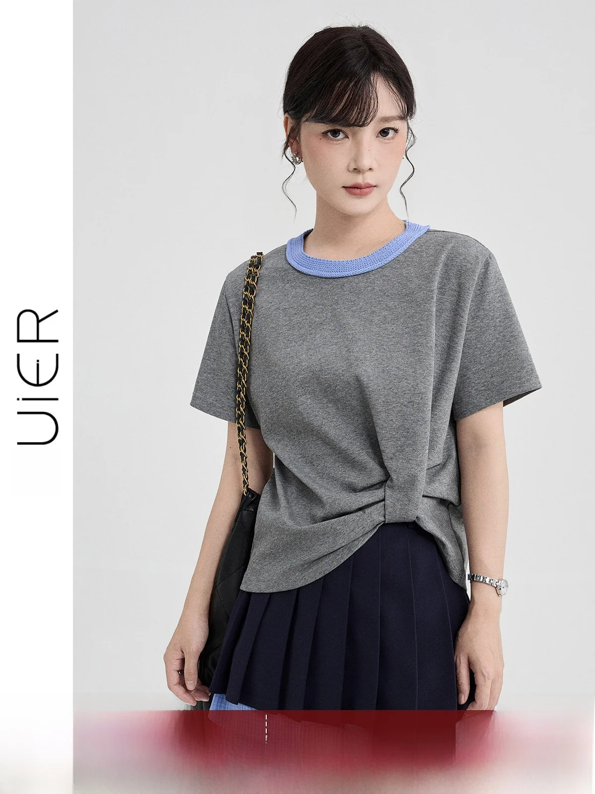 Guier Casual Loose Short Sleeve T-Shirt Women's Fashionable Asymmetrical Summer Color Block Pleated Slimming Top
Guier Casual Loose Short Sleeve T-Shirt Women's Fashionable Asymmetrical Summer Color Block Pleated Slimming Top