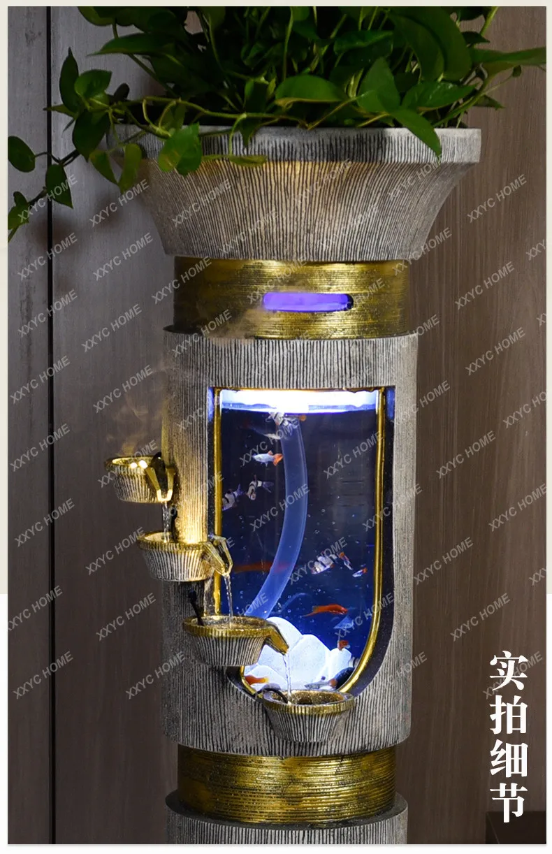 Creative flowing water fountain, fish tank, light luxury decoration, floor-to-ceiling ornament next to the TV cabinet
Creative flowing water fountain, fish tank, light luxury decoration, floor-to-ceiling ornament next to the TV cabinet