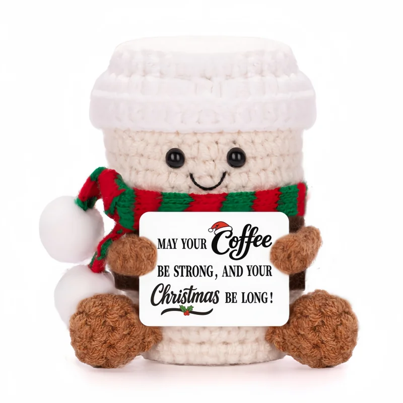 Handmade Crochet Coffee Doll with Positive Energy Card Funny Emotional Support Desktop Decor Home Ornament Christmas Party Gifts
Handmade Crochet Coffee Doll with Positive Energy Card Funny Emotional Support Desktop Decor Home Ornament Christmas Party Gifts