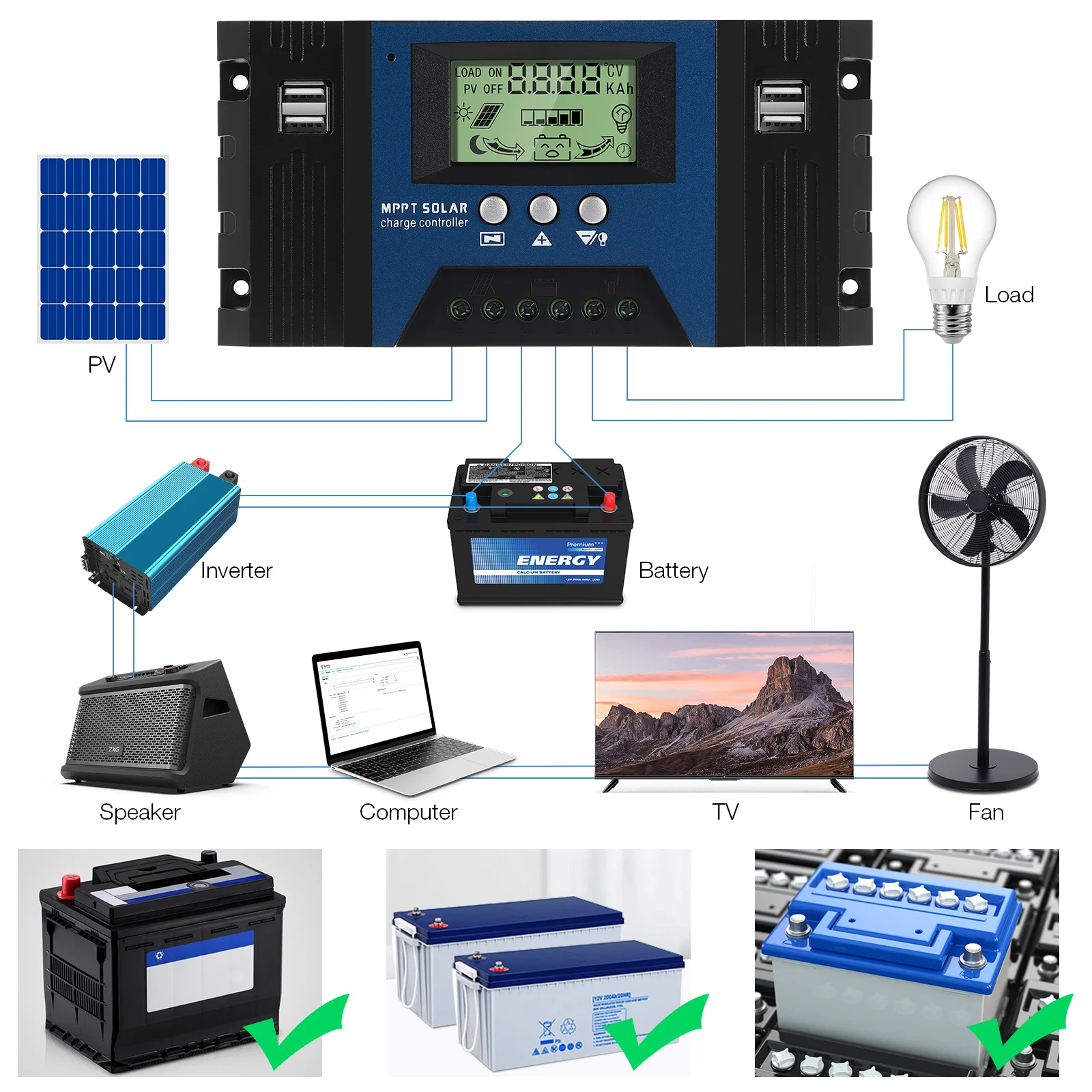Solar Controller Panel System Lcd Display Charge Power Charging Mppt Voltage Regulator
Solar Controller Panel System Lcd Display Charge Power Charging Mppt Voltage Regulator